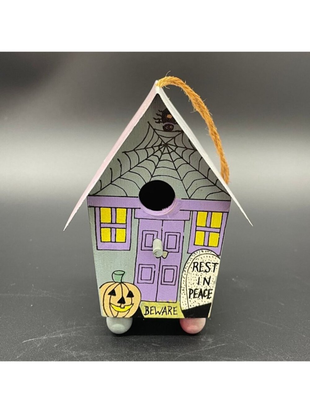 Vintage Halloween Decor Ornament Bird House Artisan Made Signed Dixie California